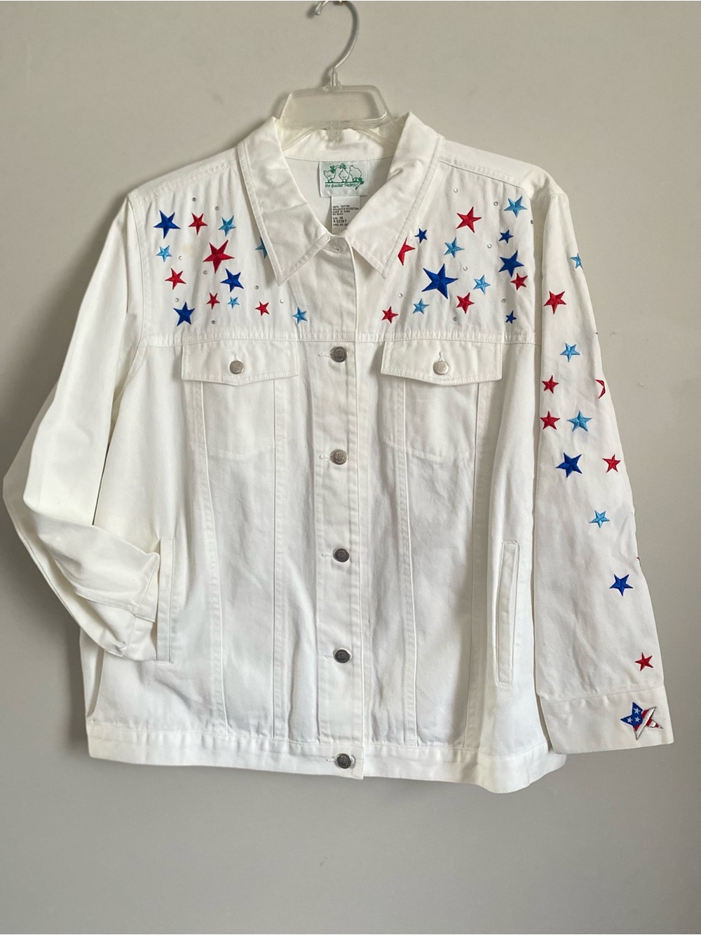 Quacker Factory Jacket 1X 100% Cotton Patriotic Novelty Americana Vintage Kitsch